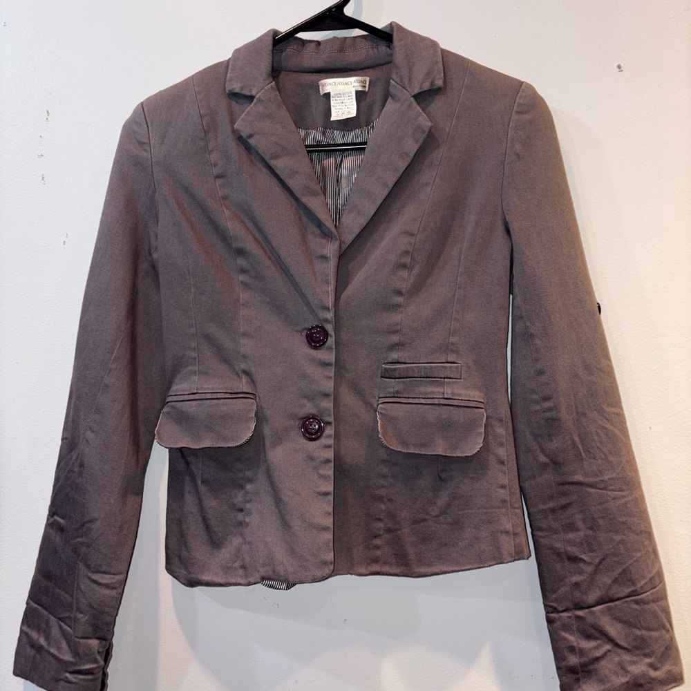a'gaci Dark Gray Blazer with Pocket Flaps